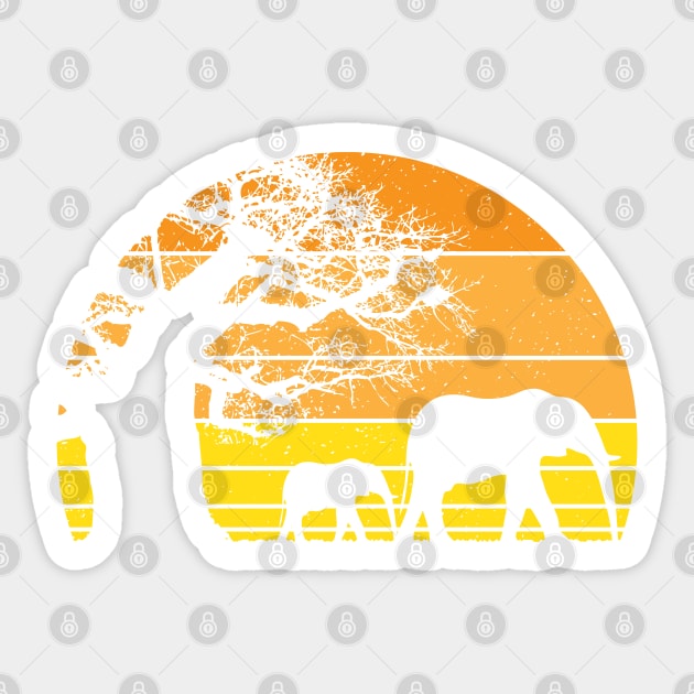 Elephant Safari Vintage Sunset Baobab Africa Flag Sticker by BraaiNinja